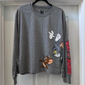 XXL Tom and Jerry_Gray_Long sleeve T-shirt
